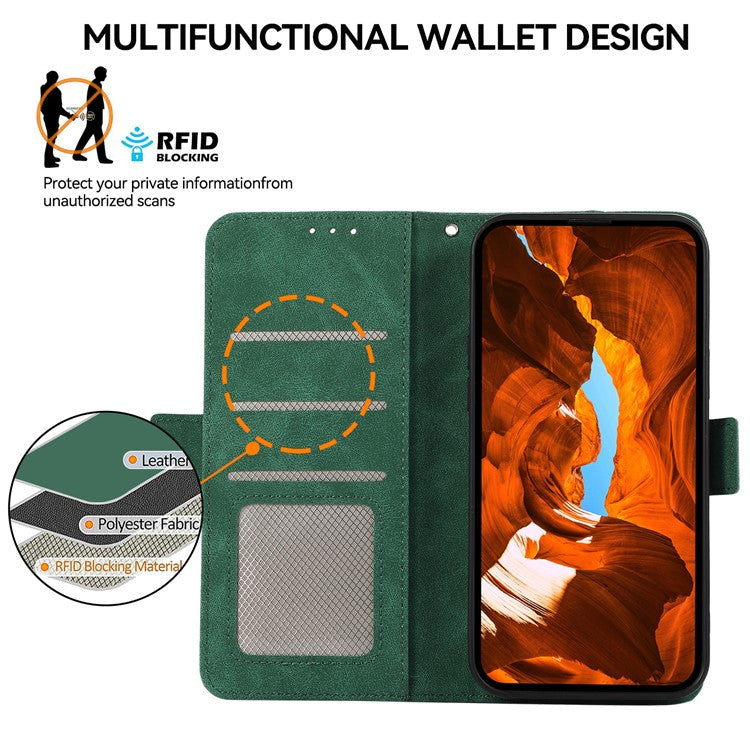 ABEEL For Motorola Moto G35 5G Case PU Leather Folio Stand View RFID Blocking Phone Cover - Green
