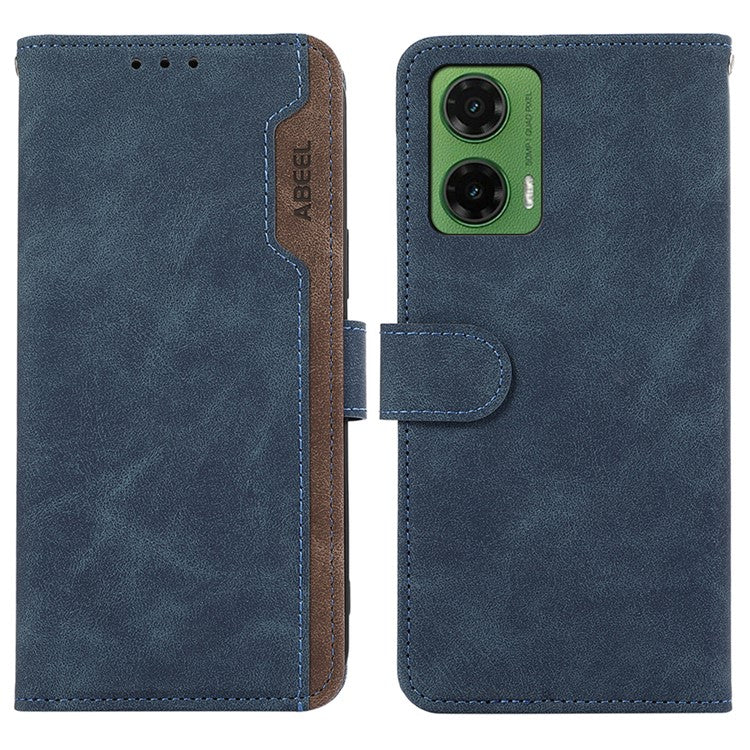 ABEEL For Motorola Moto G35 5G Case Color Splicing Leather Flip Phone Cover RFID Blocking - Blue