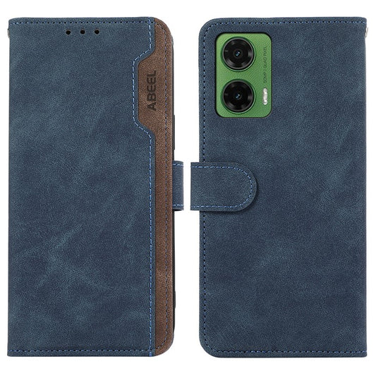 ABEEL For Motorola Moto G35 5G Case Color Splicing Leather Flip Phone Cover RFID Blocking - Blue
