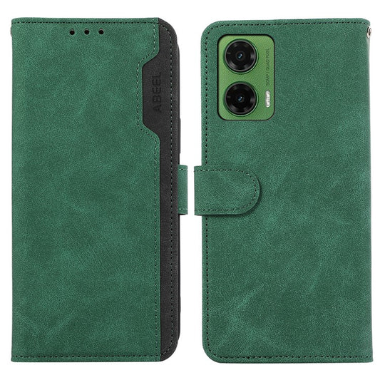 ABEEL For Motorola Moto G35 5G Case Color Splicing Leather Flip Phone Cover RFID Blocking - Green