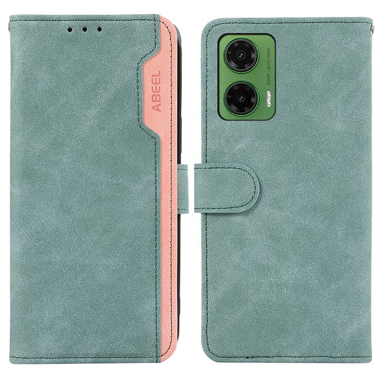 ABEEL For Motorola Moto G35 5G Case Color Splicing Leather Flip Phone Cover RFID Blocking - Baby Blue