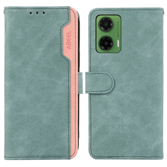 ABEEL For Motorola Moto G35 5G Case Color Splicing Leather Flip Phone Cover RFID Blocking - Baby Blue