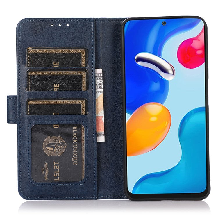 For Motorola Moto G35 5G Case Cowhide Texture Leather Wallet Phone Cover with Stand - Blue