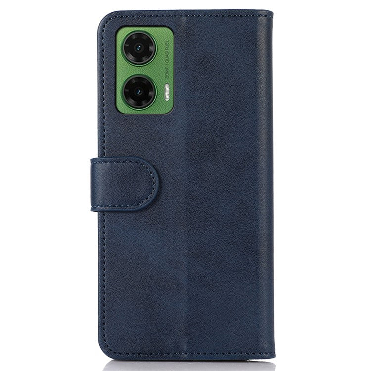 For Motorola Moto G35 5G Case Cowhide Texture Leather Wallet Phone Cover with Stand - Blue