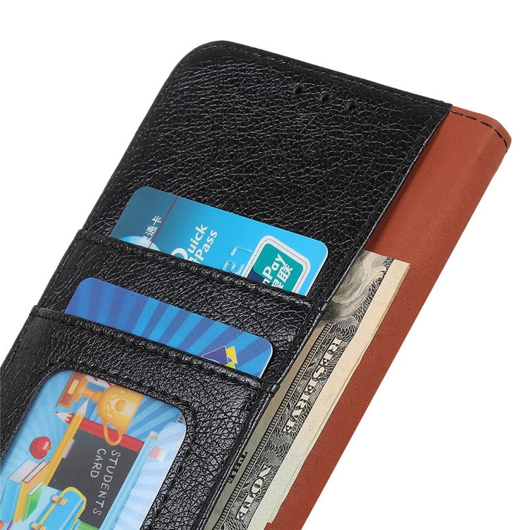 For Motorola Moto G35 5G Case Nappa Texture Split Leather Wallet Phone Cover - Black