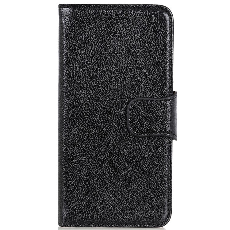 For Motorola Moto G35 5G Case Nappa Texture Split Leather Wallet Phone Cover - Black