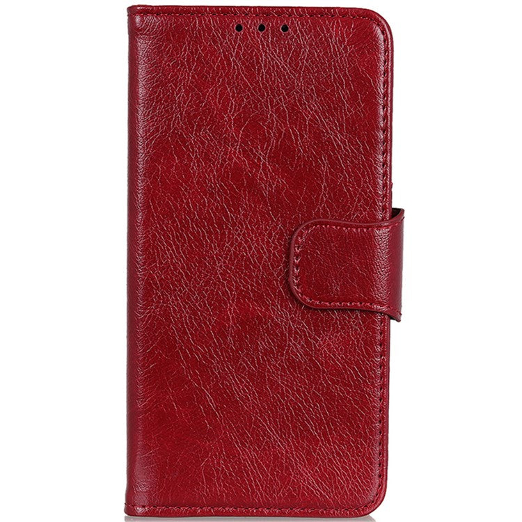 For Motorola Moto G35 5G Case Nappa Texture Split Leather Wallet Phone Cover - Red