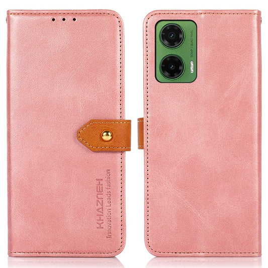 KHAZNEH For Motorola Moto G35 5G Wallet Phone Case Stand Leather Flip Cover - Rose Gold