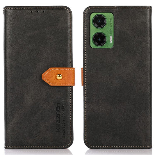 KHAZNEH For Motorola Moto G35 5G Wallet Phone Case Stand Leather Flip Cover - Black