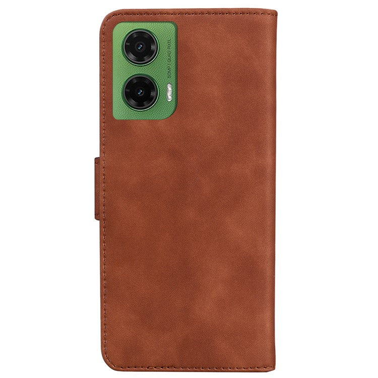 For Motorola Moto G35 5G Stand Case PU Leather Phone Cover Butterfly Printed - Brown