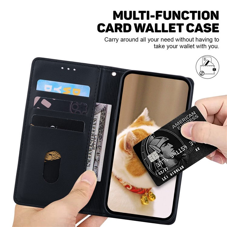 For Motorola Moto G35 5G Case RFID Blocking Kitten Pattern TPU+PU Leather Phone Cover - Black