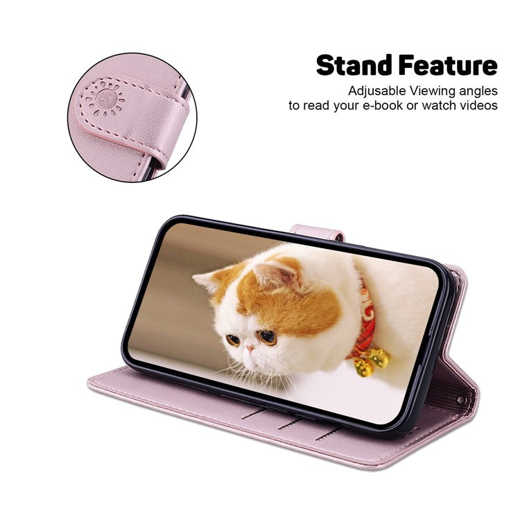 For Motorola Moto G35 5G Case RFID Blocking Kitten Pattern TPU+PU Leather Phone Cover - Pink