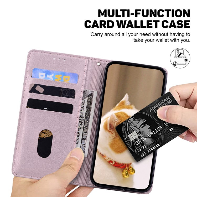 For Motorola Moto G35 5G Case RFID Blocking Kitten Pattern TPU+PU Leather Phone Cover - Pink