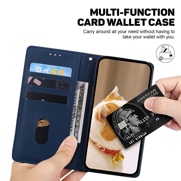 For Motorola Moto G35 5G Case RFID Blocking Kitten Pattern TPU+PU Leather Phone Cover - Blue