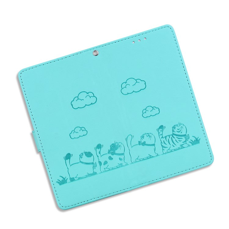 For Motorola Moto G35 5G Case RFID Blocking Kitten Pattern TPU+PU Leather Phone Cover - Green
