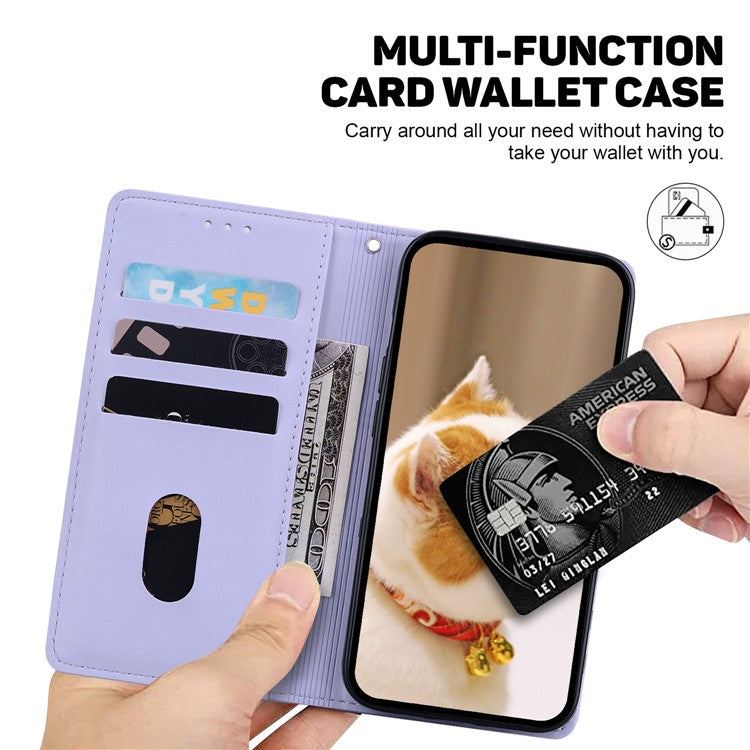 For Motorola Moto G35 5G Case RFID Blocking Kitten Pattern TPU+PU Leather Phone Cover - Purple