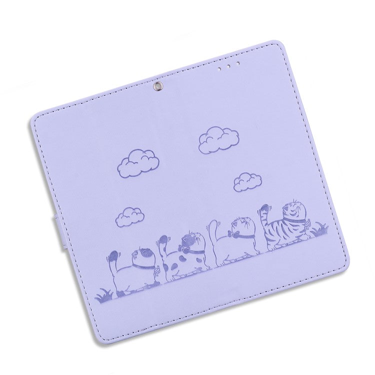 For Motorola Moto G35 5G Case RFID Blocking Kitten Pattern TPU+PU Leather Phone Cover - Purple