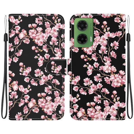 For Motorola Moto G35 5G Wallet Phone Case Anti-Drop Leather Flip Cover Pattern Printing - Plum Blossom
