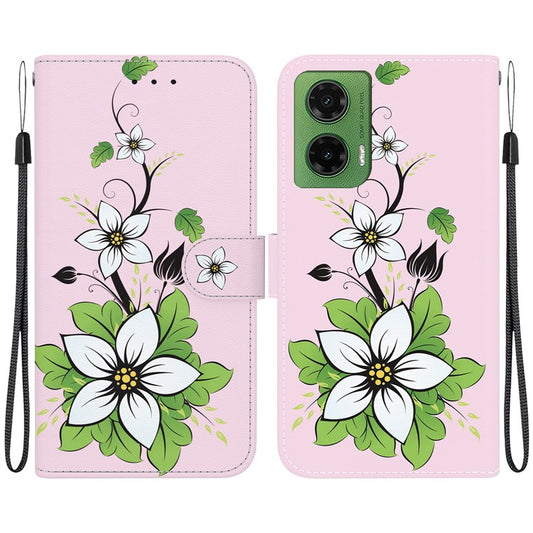 For Motorola Moto G35 5G Wallet Phone Case Anti-Drop Leather Flip Cover Pattern Printing - Lily