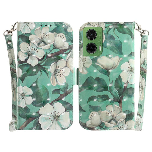 For Motorola Moto G35 5G Case Pattern Printing Leather Wallet Phone Cover - Watercolor Flowers