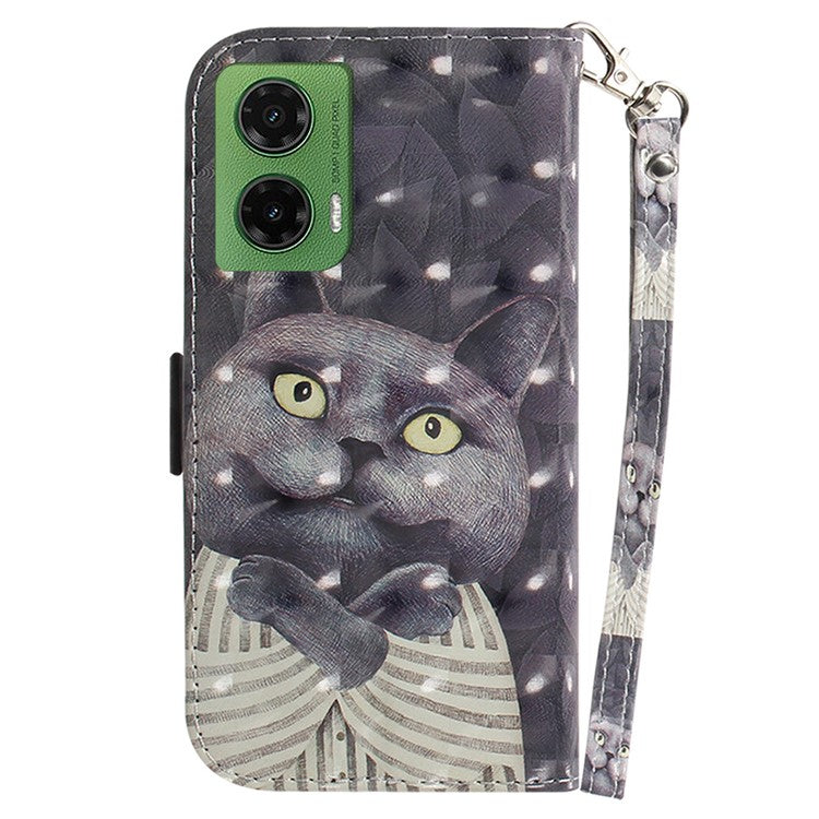 For Motorola Moto G35 5G Case Pattern Printing Leather Wallet Phone Cover - Embracing Cat