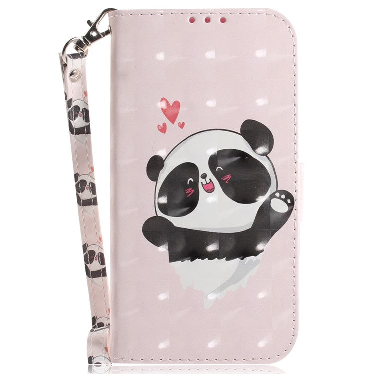 For Motorola Moto G35 5G Case Pattern Printing Leather Wallet Phone Cover - Love Heart Panda
