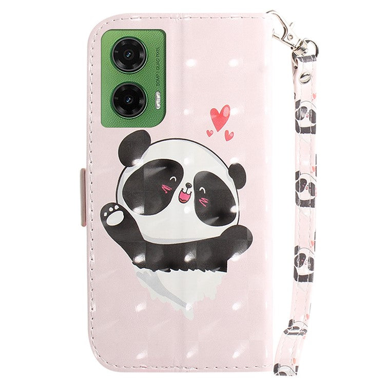 For Motorola Moto G35 5G Case Pattern Printing Leather Wallet Phone Cover - Love Heart Panda