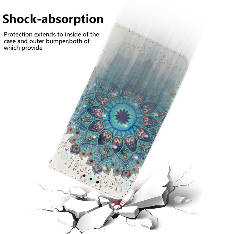 For Motorola Moto G35 5G Case Pattern Printing Leather Wallet Phone Cover - Peacock Wreath