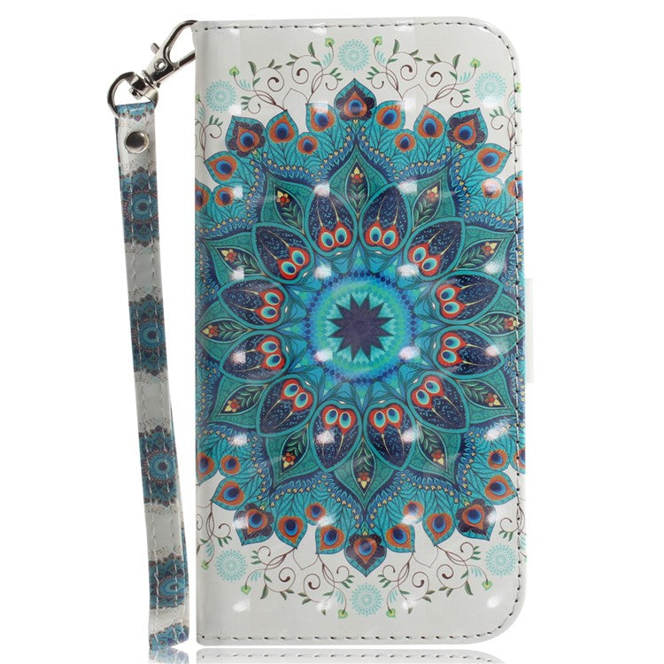 For Motorola Moto G35 5G Case Pattern Printing Leather Wallet Phone Cover - Peacock Wreath