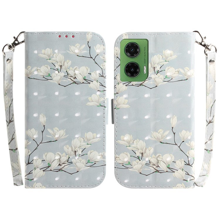 For Motorola Moto G35 5G Case Pattern Printing Leather Wallet Phone Cover - Magnolia