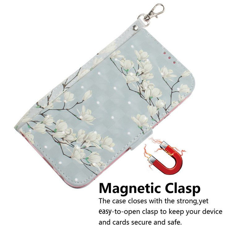 For Motorola Moto G35 5G Case Pattern Printing Leather Wallet Phone Cover - Magnolia