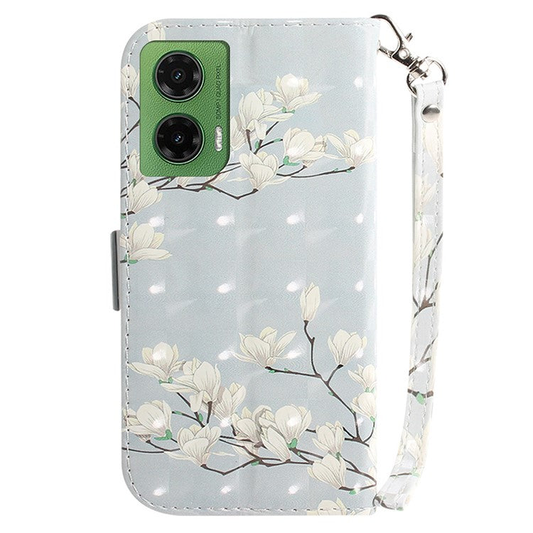 For Motorola Moto G35 5G Case Pattern Printing Leather Wallet Phone Cover - Magnolia