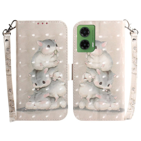 For Motorola Moto G35 5G Case Pattern Printing Leather Wallet Phone Cover - Stacking Squirrels