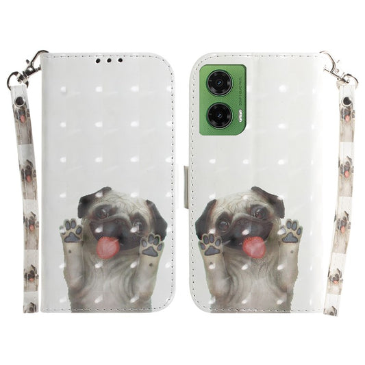 For Motorola Moto G35 5G Case Pattern Printing Leather Wallet Phone Cover - Pug