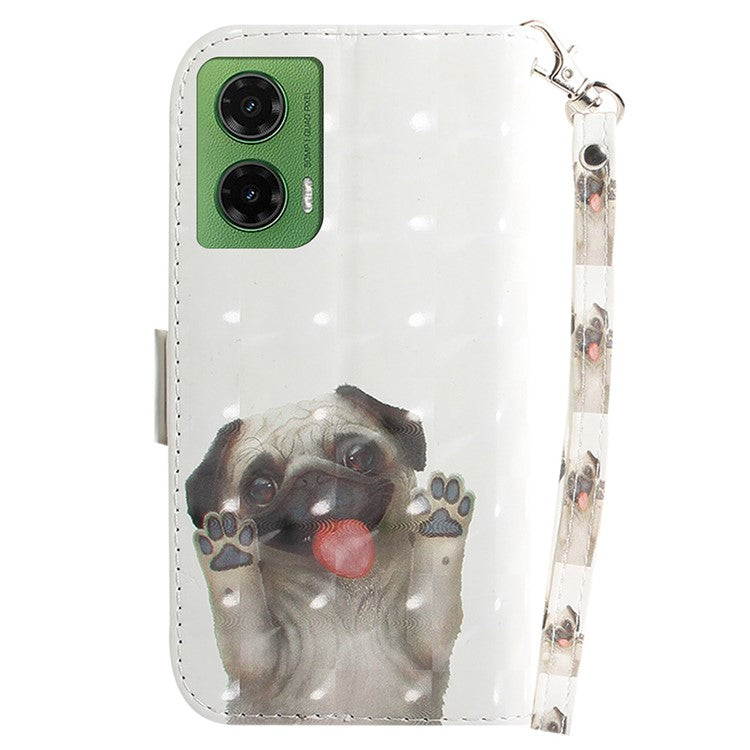 For Motorola Moto G35 5G Case Pattern Printing Leather Wallet Phone Cover - Pug
