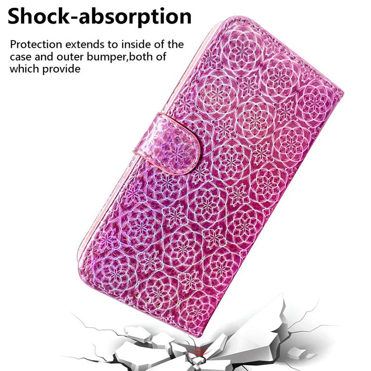 For Motorola Moto G35 5G Stand Case Dazzling Flower Leather Phone Cover - Pink