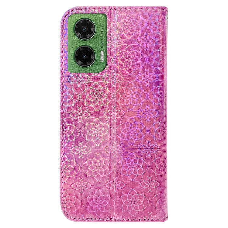 For Motorola Moto G35 5G Stand Case Dazzling Flower Leather Phone Cover - Pink