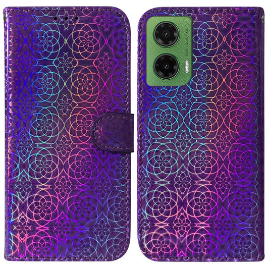 For Motorola Moto G35 5G Stand Case Dazzling Flower Leather Phone Cover - Purple