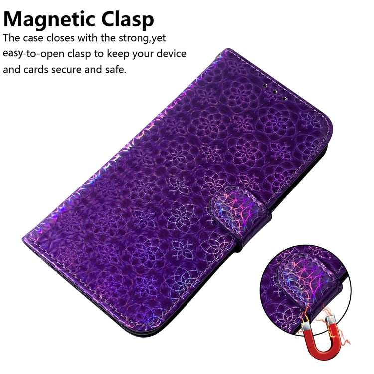 For Motorola Moto G35 5G Stand Case Dazzling Flower Leather Phone Cover - Purple