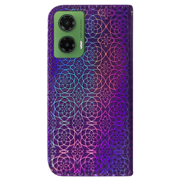 For Motorola Moto G35 5G Stand Case Dazzling Flower Leather Phone Cover - Purple