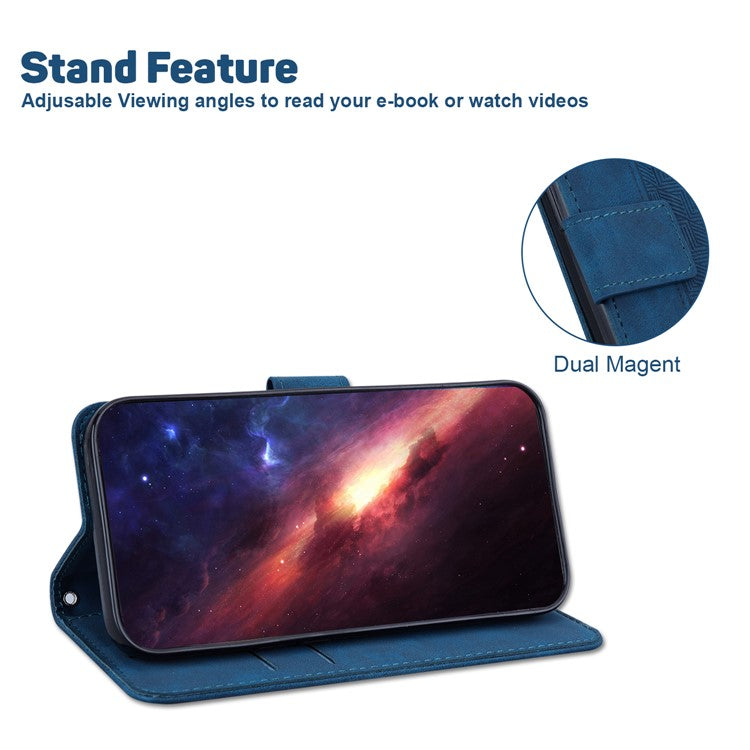 For Motorola Moto G35 5G Case Geometry Pattern Leather Wallet Phone Cover - Blue