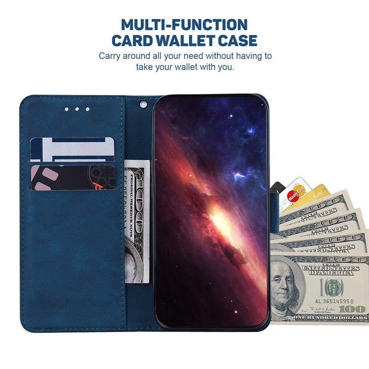 For Motorola Moto G35 5G Case Geometry Pattern Leather Wallet Phone Cover - Blue