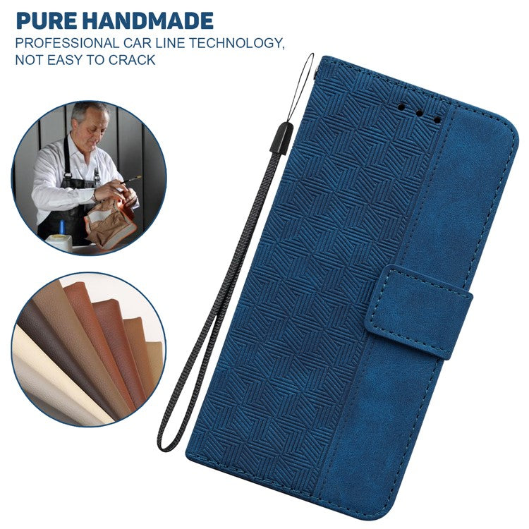 For Motorola Moto G35 5G Case Geometry Pattern Leather Wallet Phone Cover - Blue