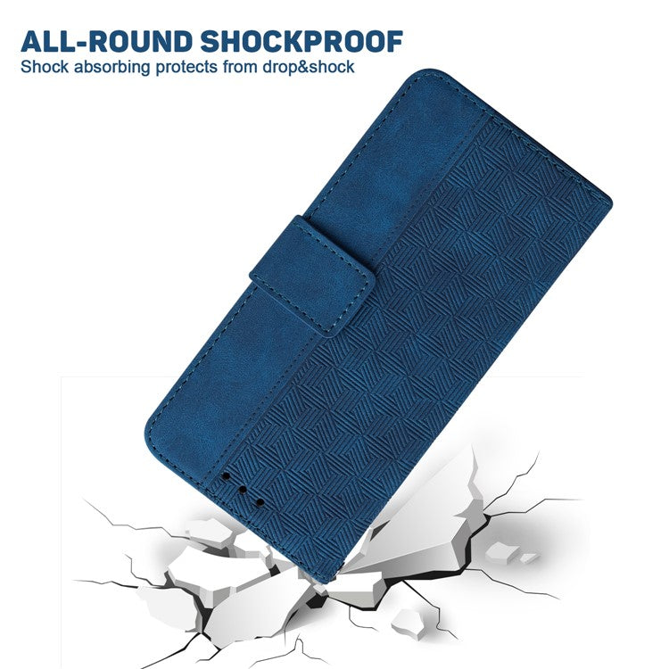 For Motorola Moto G35 5G Case Geometry Pattern Leather Wallet Phone Cover - Blue