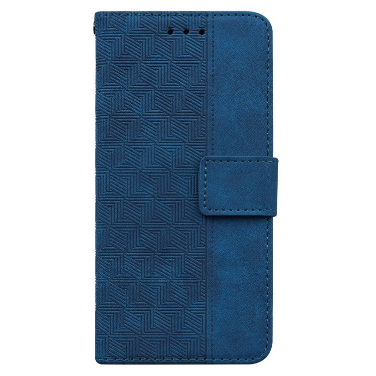 For Motorola Moto G35 5G Case Geometry Pattern Leather Wallet Phone Cover - Blue