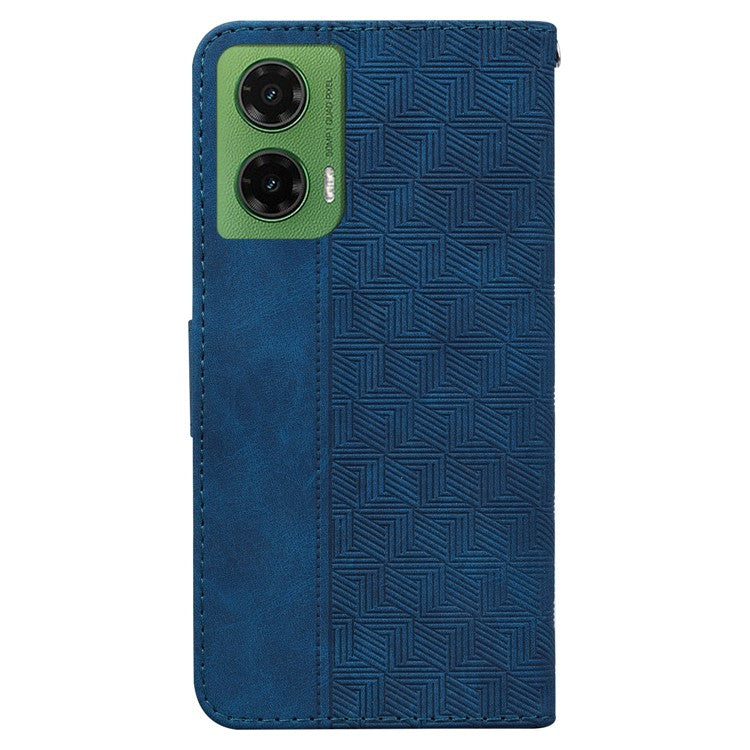For Motorola Moto G35 5G Case Geometry Pattern Leather Wallet Phone Cover - Blue