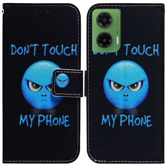 For Motorola Moto G35 5G Wallet Case Pattern Print Leather Phone Cover - Don't Touch My Phone