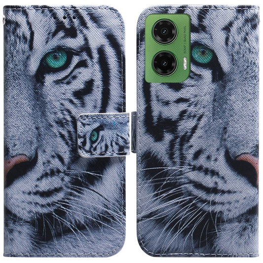 For Motorola Moto G35 5G Wallet Case Pattern Print Leather Phone Cover - Tiger
