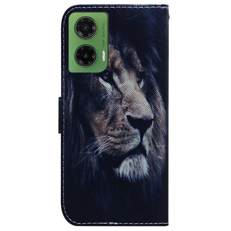 For Motorola Moto G35 5G Wallet Case Pattern Print Leather Phone Cover - Lion