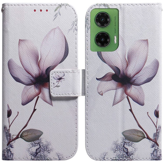 For Motorola Moto G35 5G Wallet Case Pattern Print Leather Phone Cover - Pink Flower